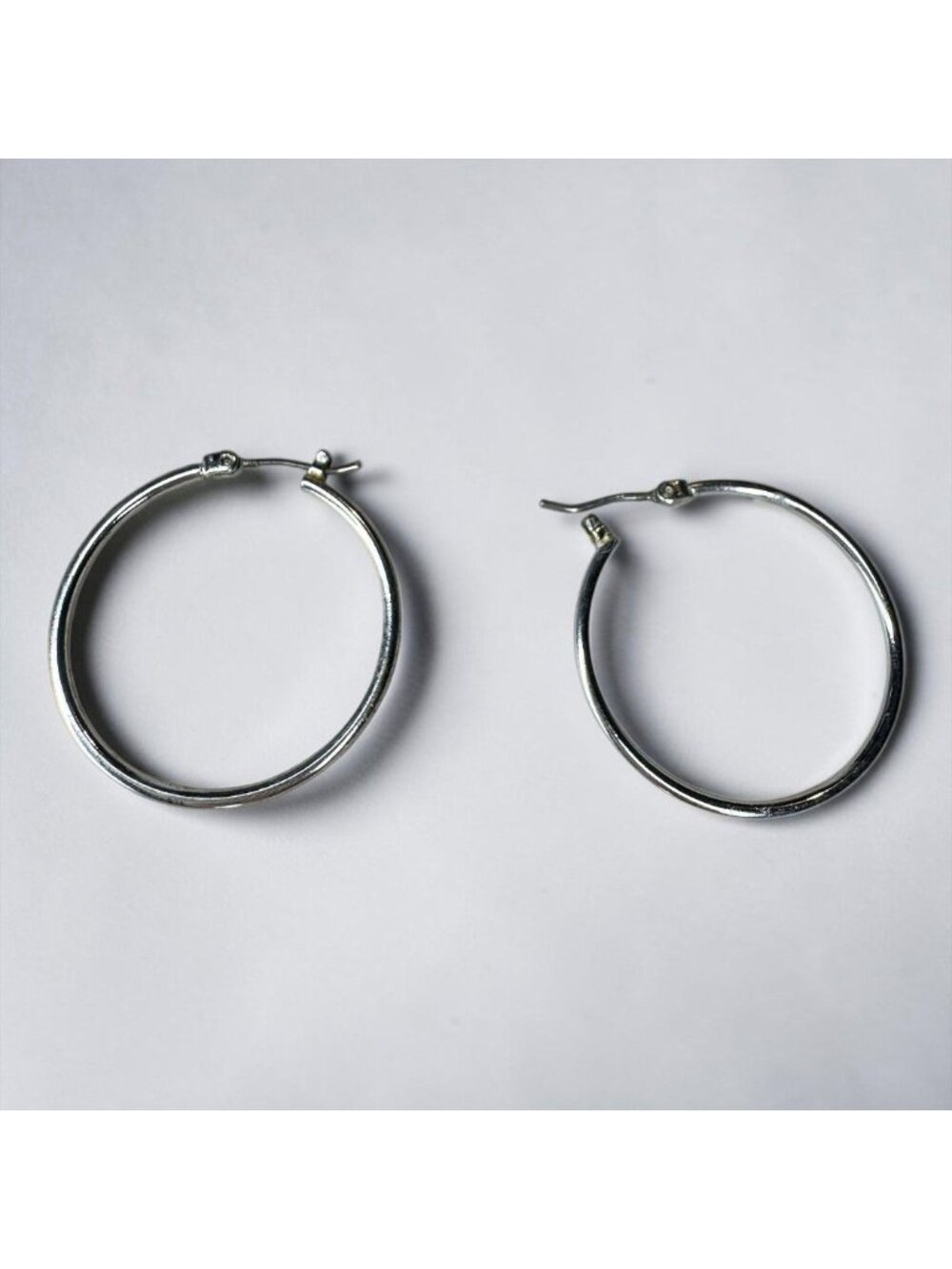 Silver-Tone Hoop Earrings 2" Diameter Classic Round Design Lightweight Everyday